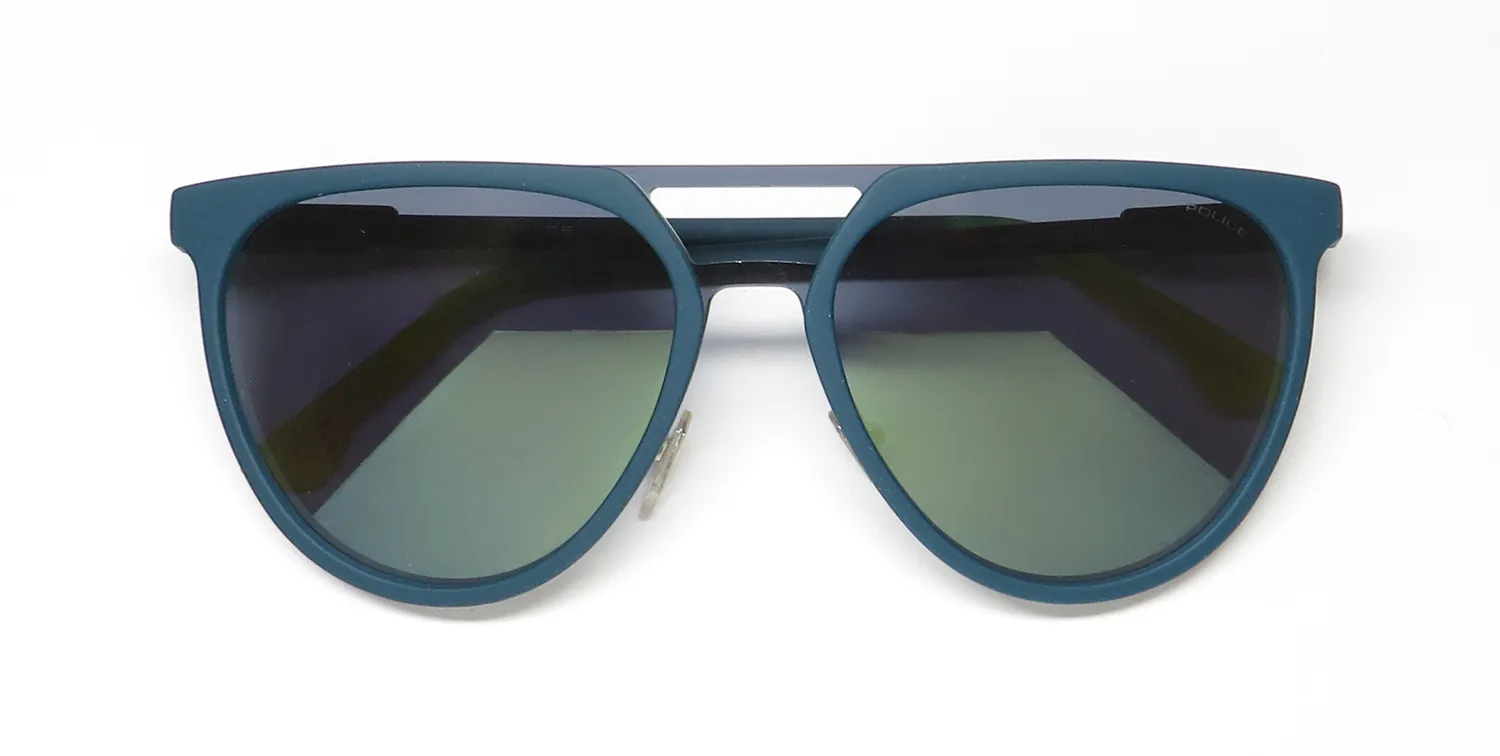 Police Spl586 7t9x Sunglasses Rubberized Petroleum Green 99mm 2