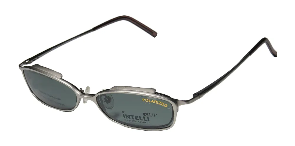 Elite Eyewear Intelli Clip 730 grey graph Eyeglasses Silver 49mm Unisex