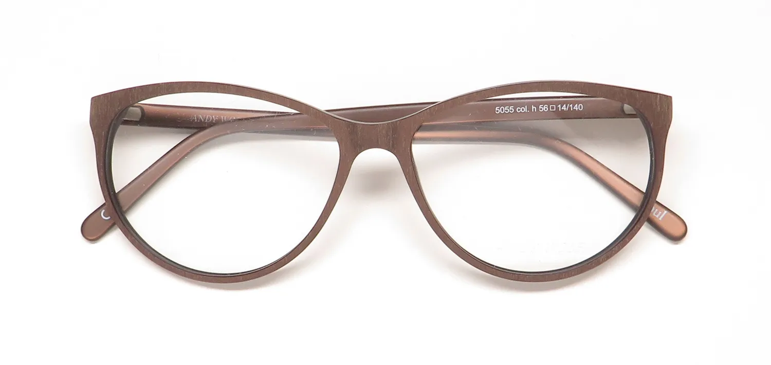 Andy Wolf 5055 h Eyeglasses Brown Wood Print 56mm 2