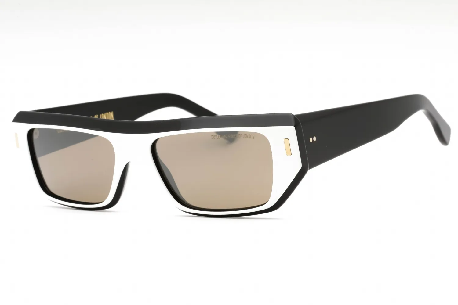 Cutler and Gross CGSN1367 004 Sunglasses White On Black 55mm Unisex