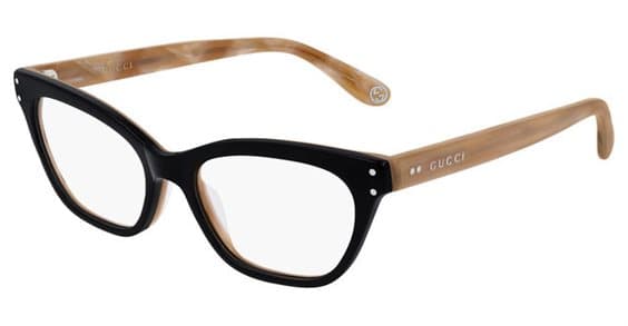 Gucci GG0570O 007 Eyeglasses Black Brown Horn 52mm Women