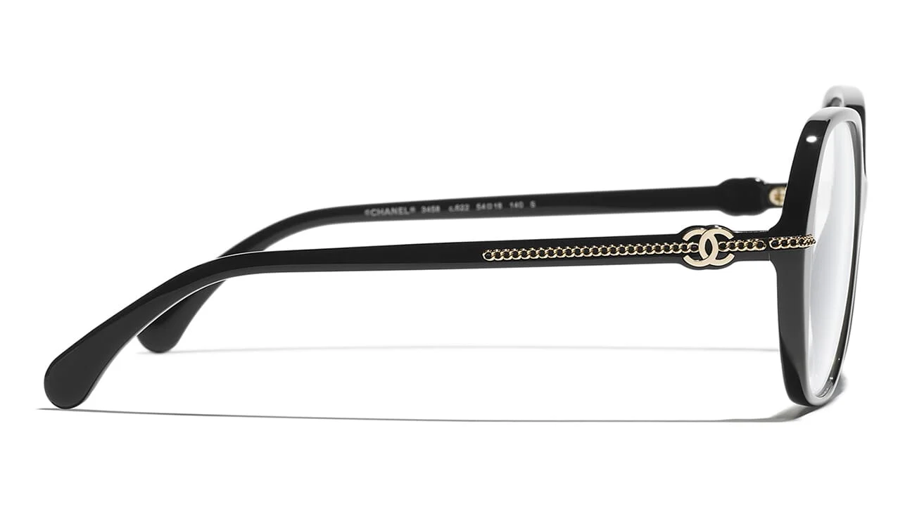 Chanel 3458 c.622 Eyeglasses Black 54mm Unisex 3