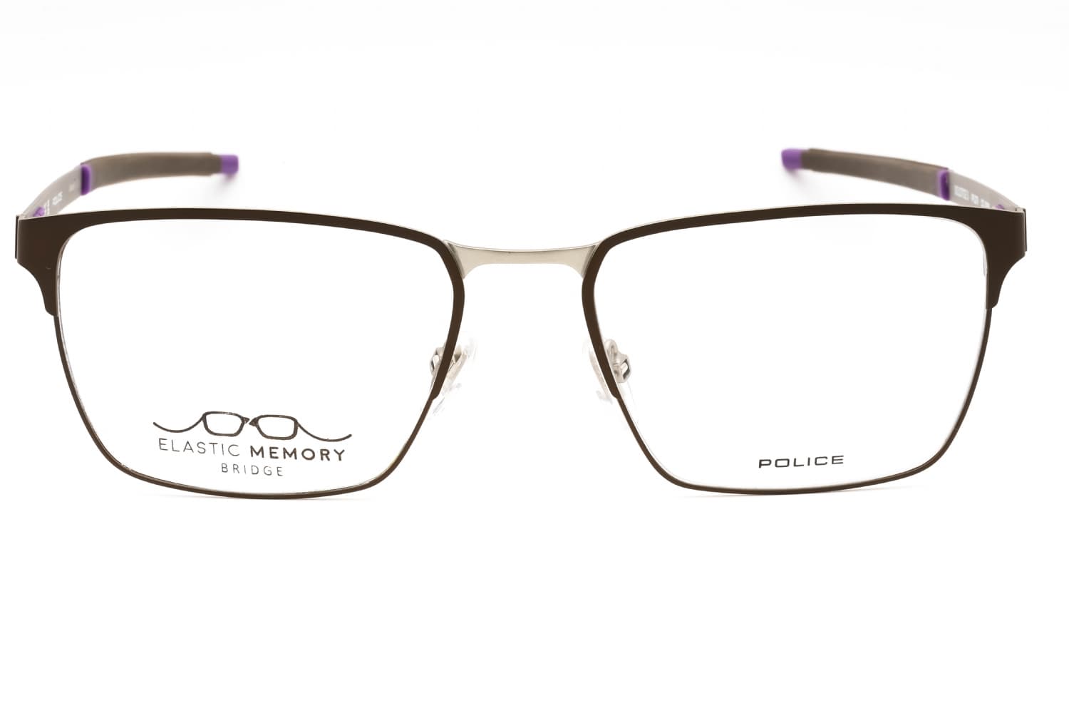 Police VPLG79 8BMY Eyeglasses Brown Silver 56mm Men 2