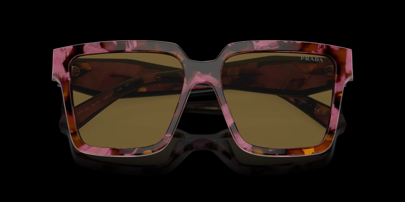 Prada SPR24Z 18N-01T Sunglasses Cognac Begonia Tortoise 56mm Unisex 5