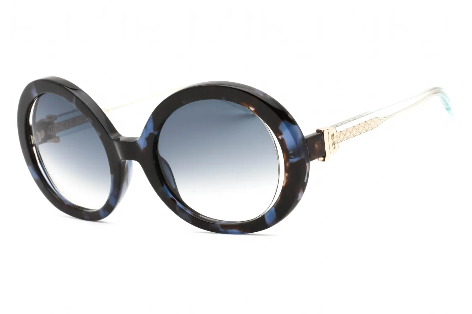 Just Cavalli SJC028 09SW Sunglasses Shiny Transparent Blue Havana 51mm Women