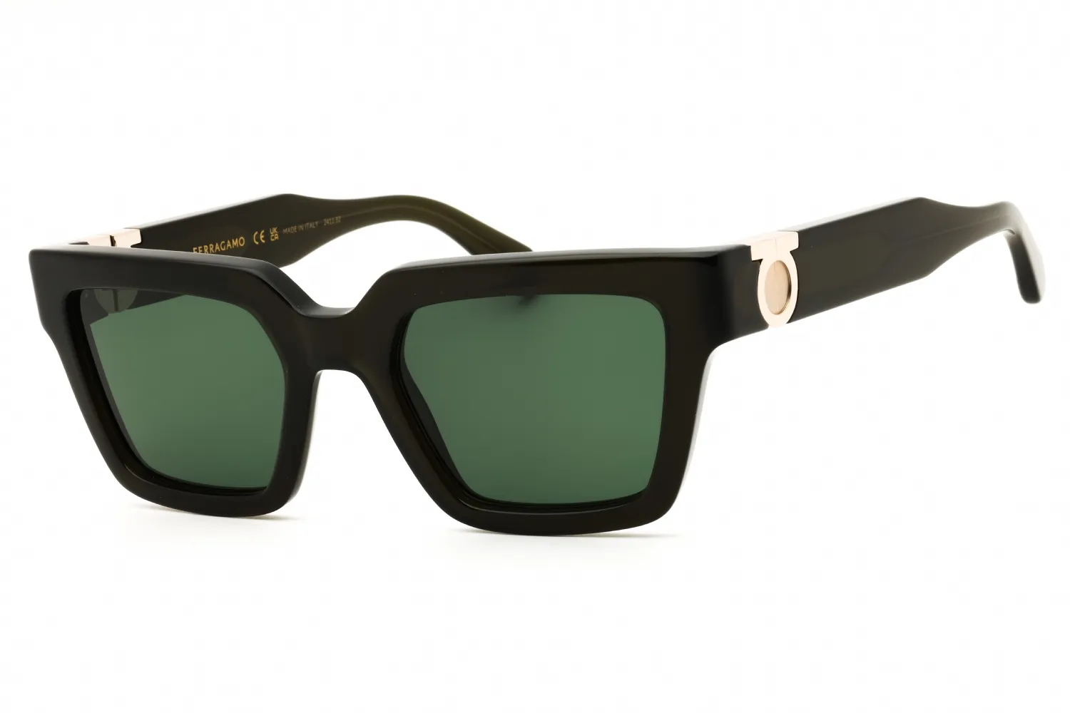 Salvatore Ferragamo SF2066S 302 Sunglasses Transparent Dark Green 52mm Women