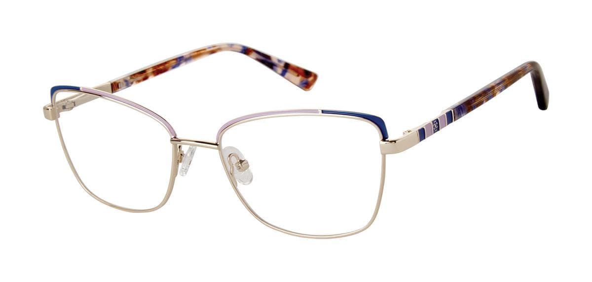 Ann Taylor AT107 02 Eyeglasses Gold Lilac Navy 53mm Women
