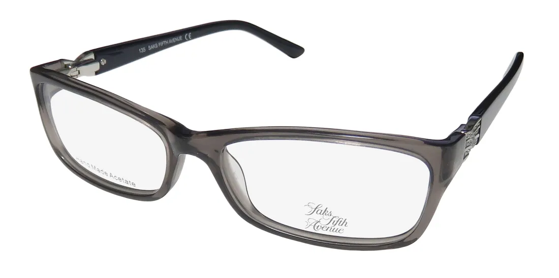 Saks Fifth Avenue 271 0fx8 Eyeglasses Onyx Crystal 53mm Women