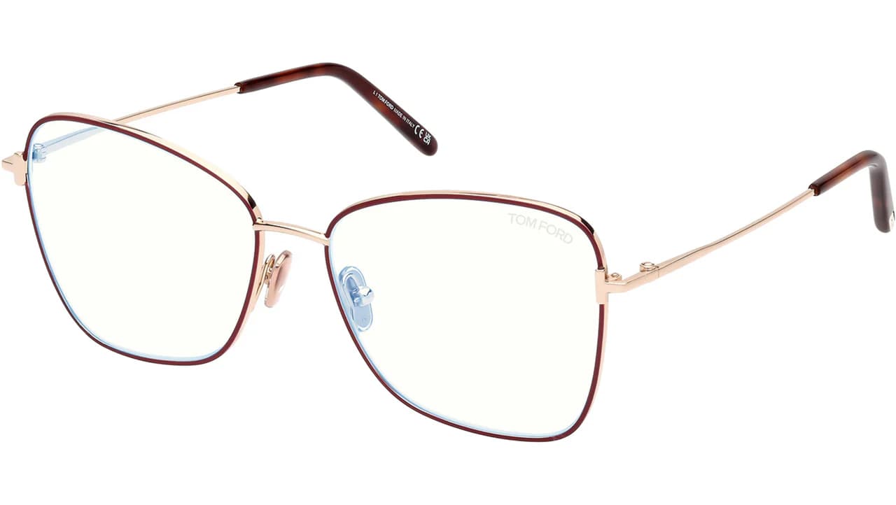Tom Ford FT5906B 069 Eyeglasses Shiny Bordeaux 55mm Women