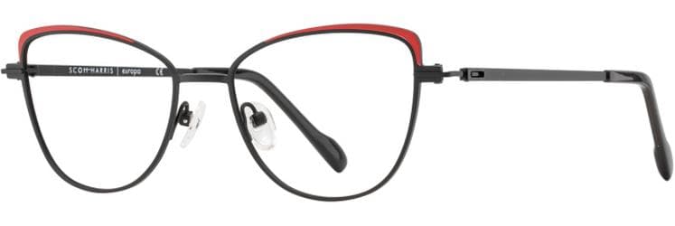 Scott Harris SH-850 C1 Eyeglasses Black Red 49mm Women