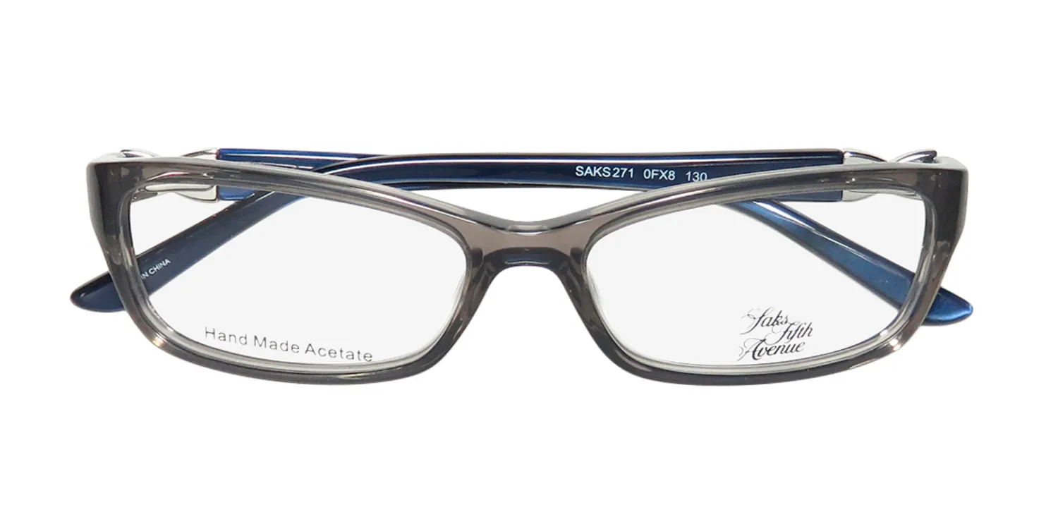 Saks Fifth Avenue 271 0fx8 Eyeglasses Onyx Crystal 51mm Women 2