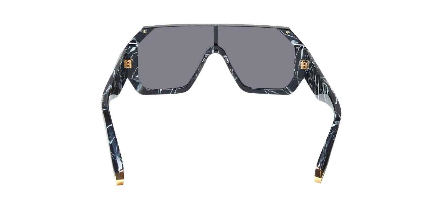 Philipp Plein Spp047 Plein Hexagon Camou 0z21 Sunglasses Marbled Black 99mm Unisex 5