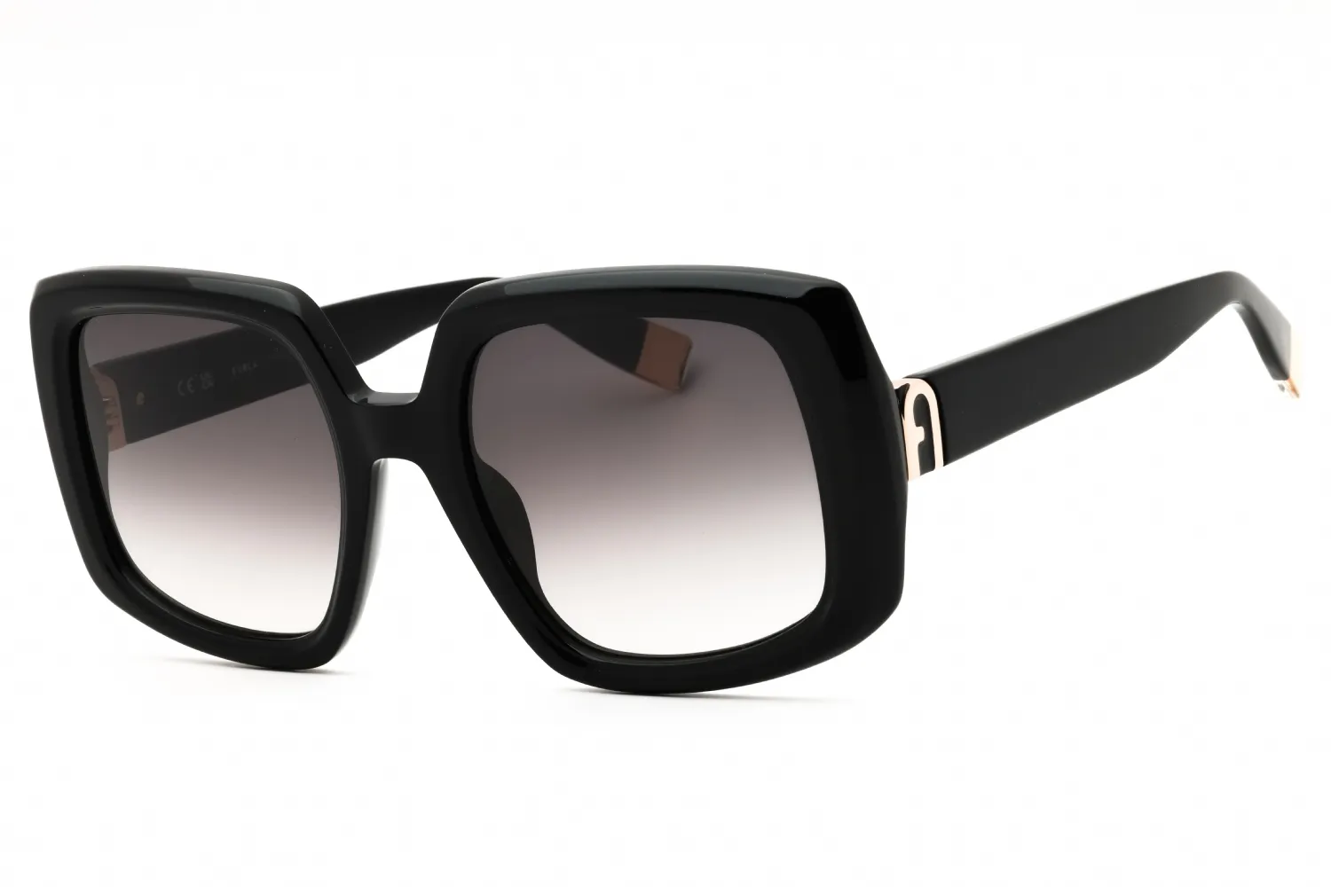 Furla SFU709 0700 Sunglasses Shiny Black 54mm Women
