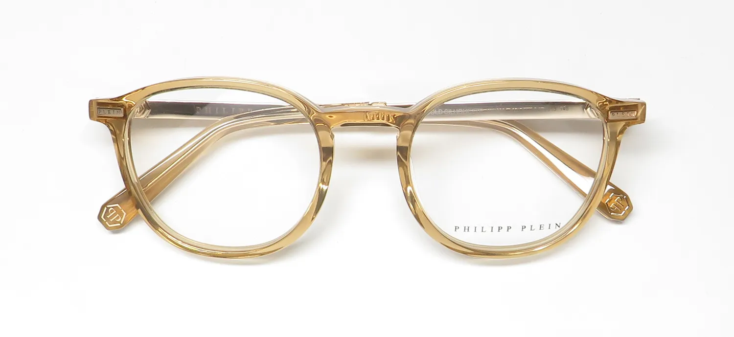Philipp Plein Vpp057 Plein Gold Silhouette 0913 Eyeglasses Shiny Transparent Beige 51mm 2