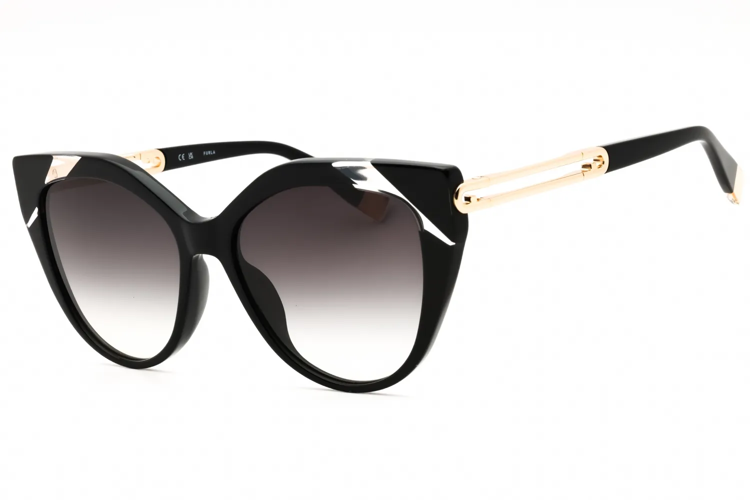 Furla SFU683 0700 Sunglasses Shiny Black 55mm Women
