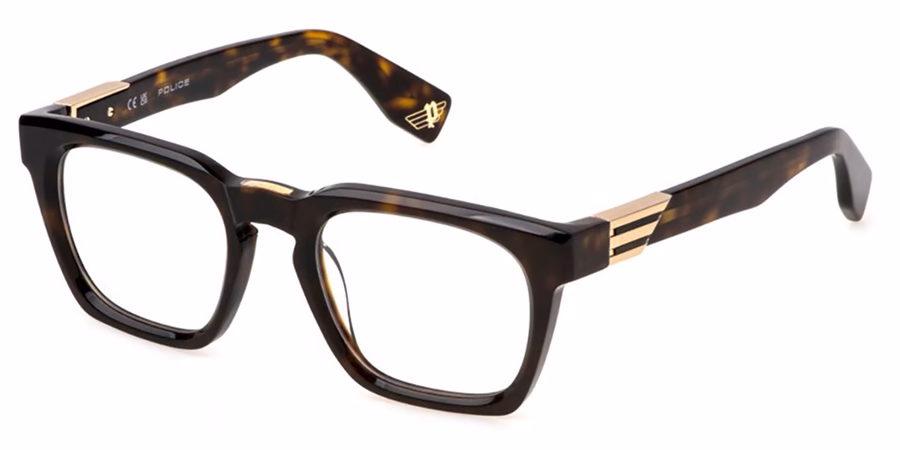 Police VPLN64 0706 Eyeglasses Shiny Havana 51mm Men