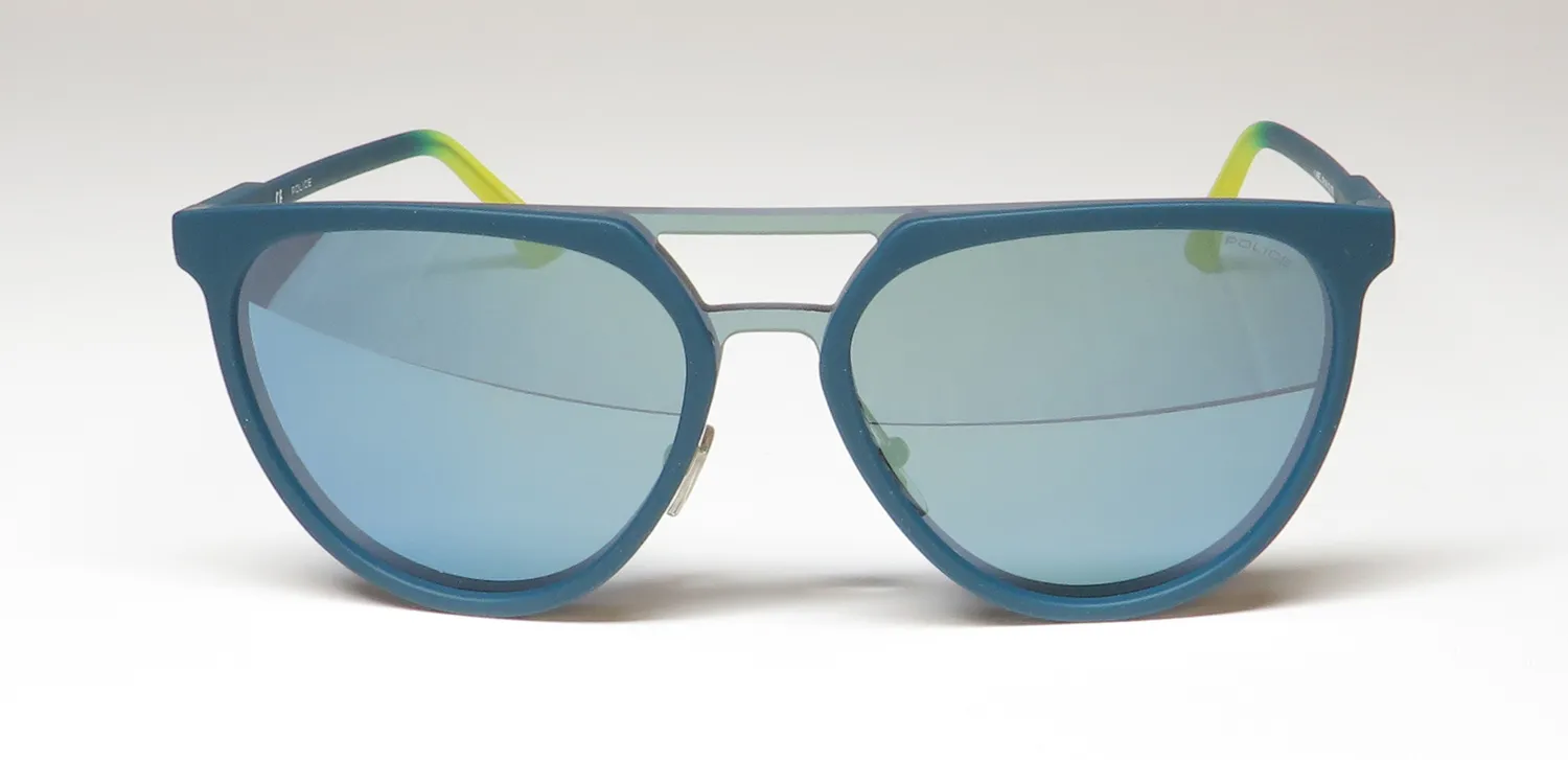 Police Spl586 7t9x Sunglasses Rubberized Petroleum Green 99mm 3