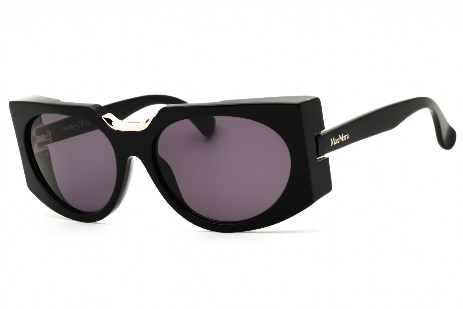 Max Mara MM0123 01A Sunglasses Shiny Black 59mm Women