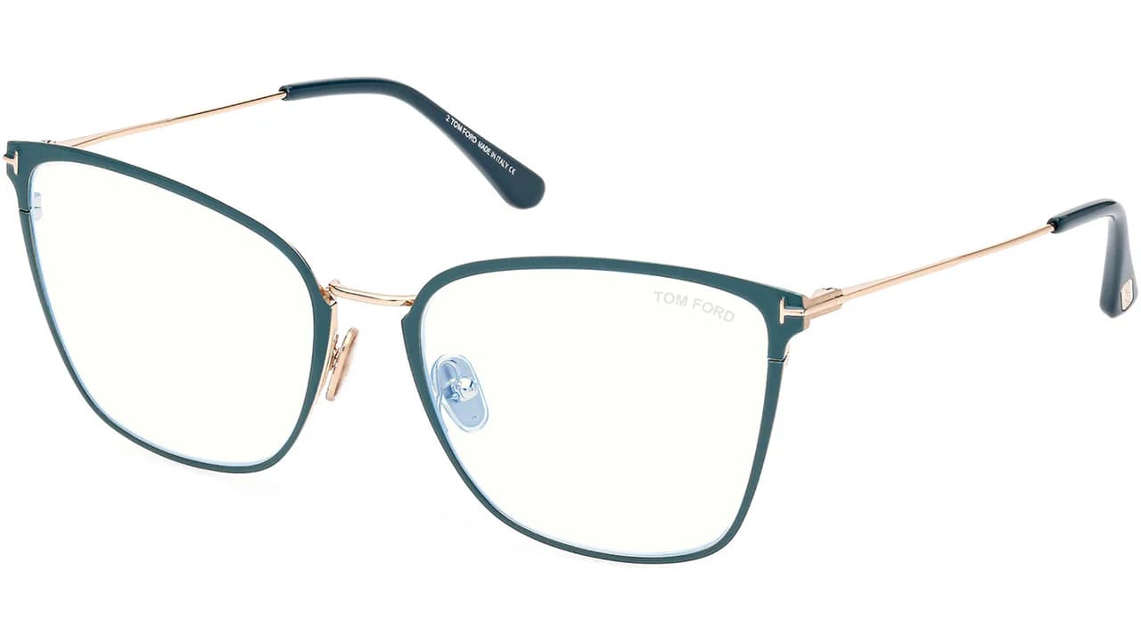 Tom Ford FT5839B 87 Eyeglasses Shiny Turquoise 56mm Women