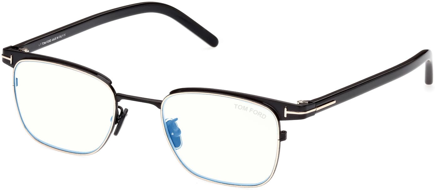Tom Ford FT5854DB 001 Eyeglasses Shiny Black 49mm Men