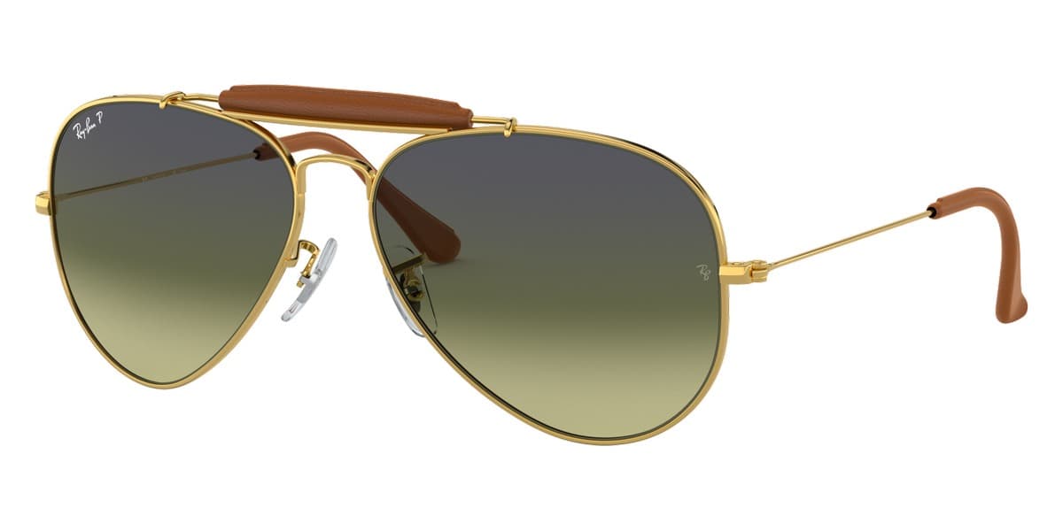 Ray-Ban RB3422Q 001M9 Sunglasses Light Brown Leather 58mm Men