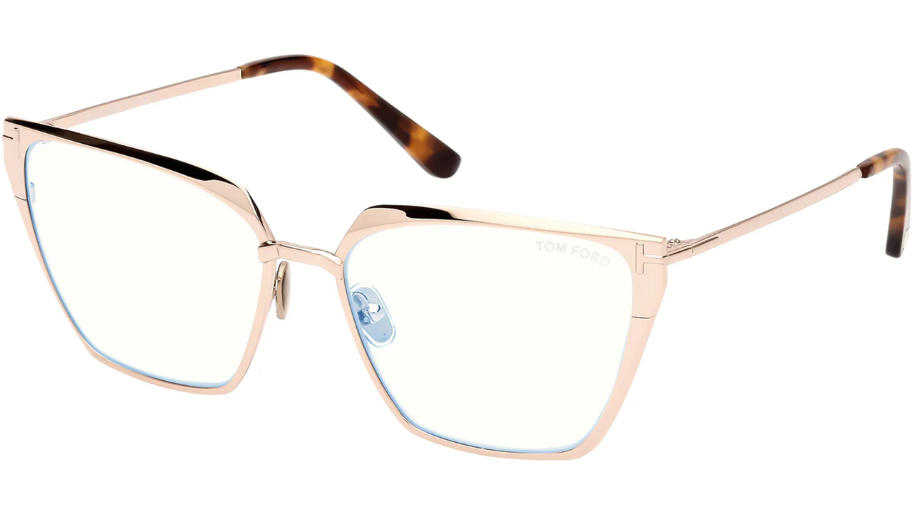 Tom Ford FT5945B 28 Eyeglasses Shiny Rose Gold 56mm Women
