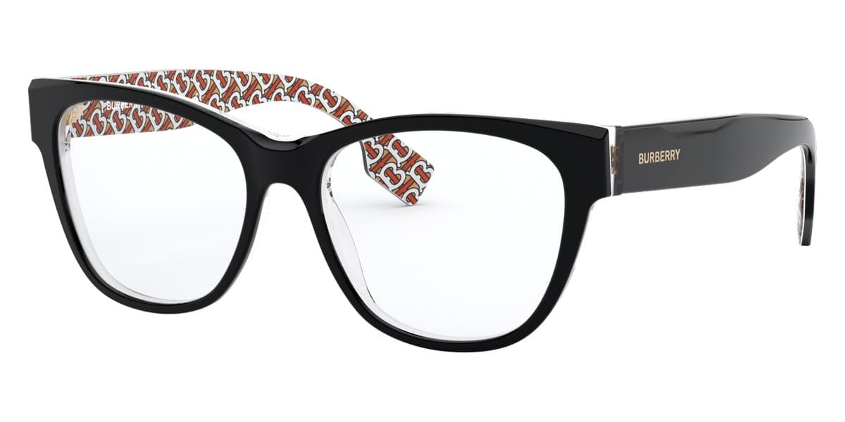 Burberry BE2301 3822 Eyeglasses Shiny Black 53mm Women