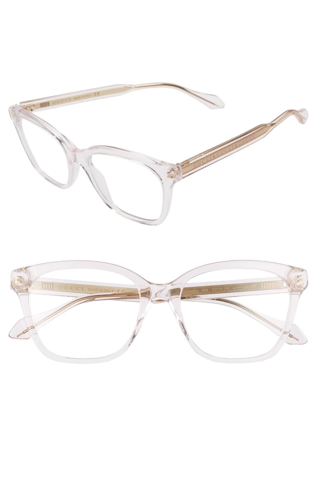 Gucci GG0566O 004 GG0566O Eyeglasses Pink 52mm Women