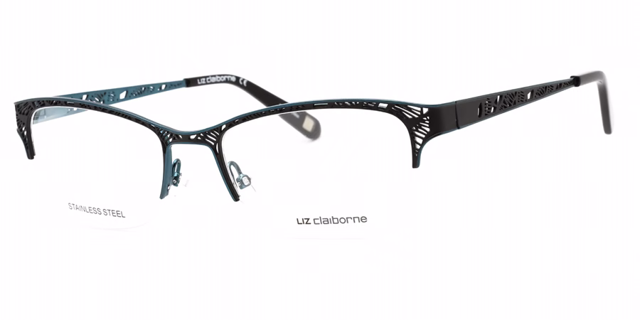 Liz Claiborne L 645 0ETJ Eyeglasses Black Teal 53mm Women