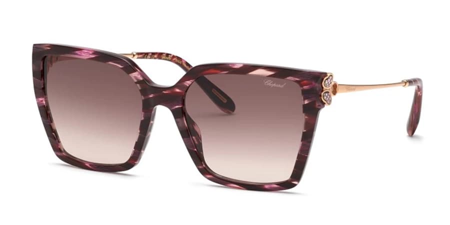 Chopard SCH371S 01G2 Sunglasses Shiny Streaked Burgundy 56mm Women