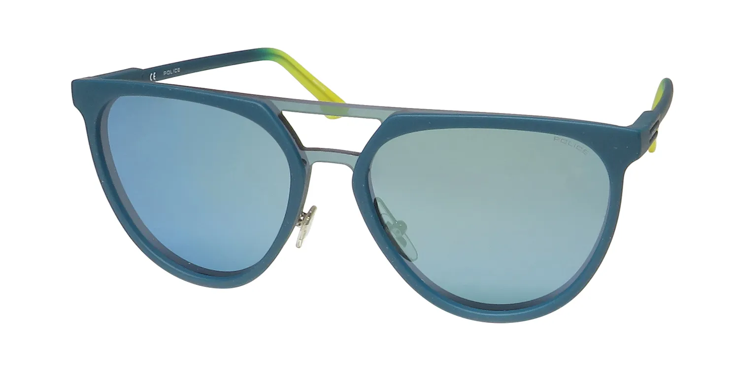 Police Spl586 7t9x Sunglasses Rubberized Petroleum Green 99mm