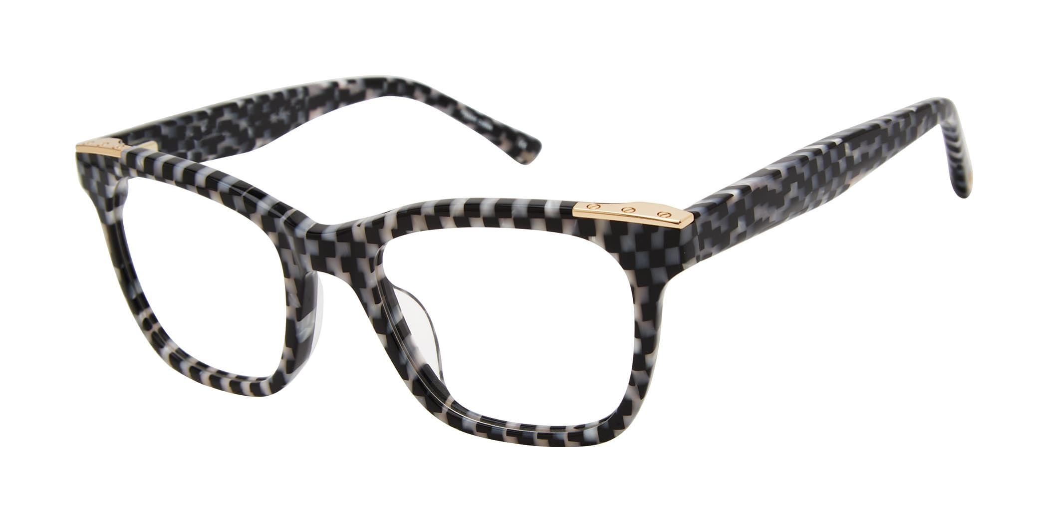 L.A.M.B. LA111 140 Eyeglasses Black Gray Checker 51mm Women