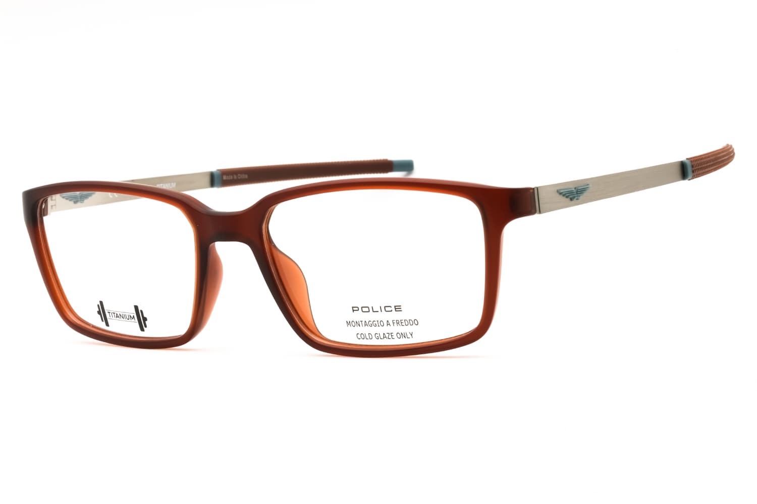 Police VPLF85M 0M08 Eyeglasses Transparent Brown 54mm Men