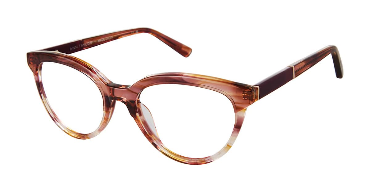 Ann Taylor AT348 01 Eyeglasses Brown Rose Horn 52mm Women