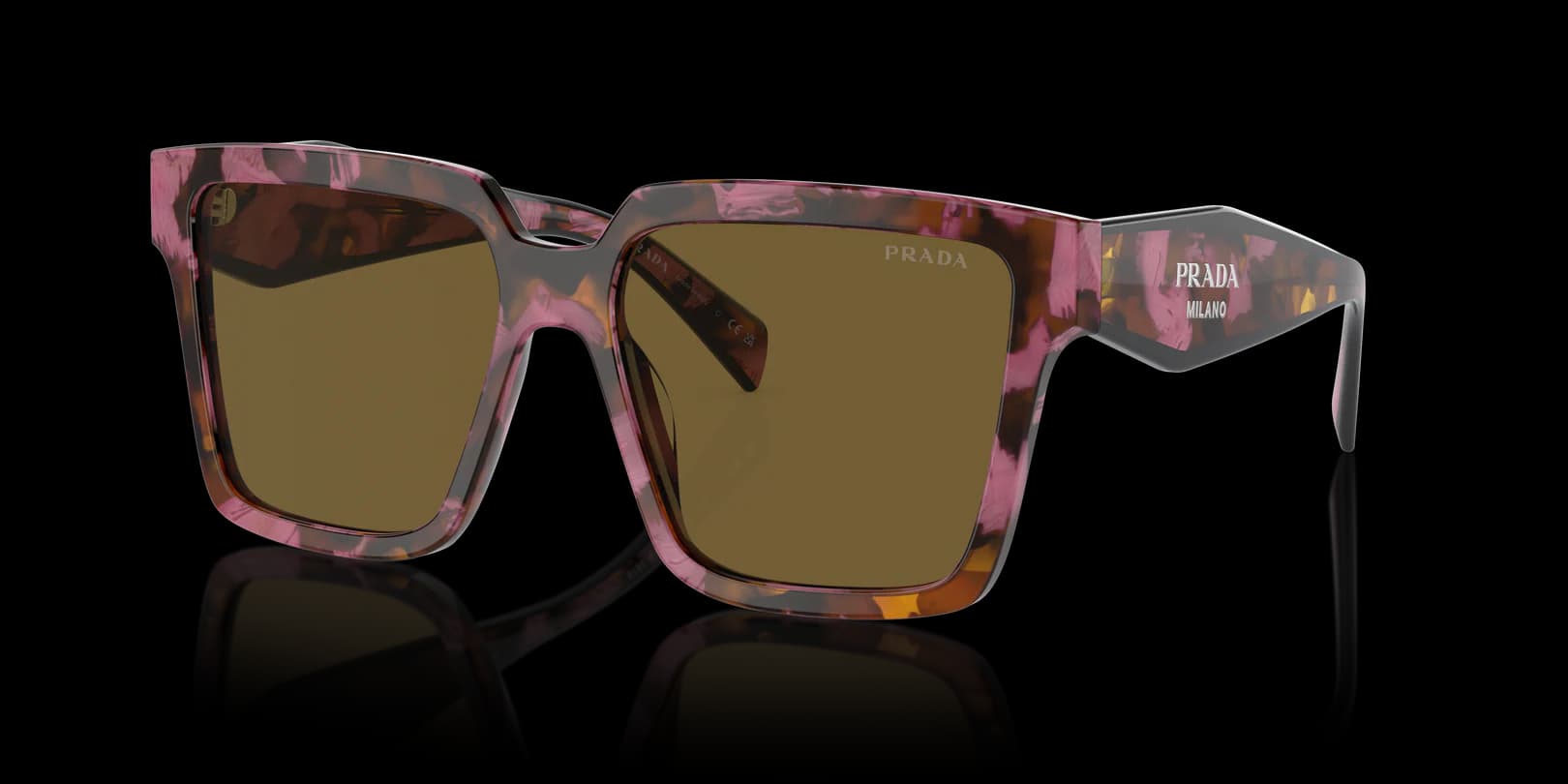 Prada SPR24Z 18N-01T Sunglasses Cognac Begonia Tortoise 56mm Unisex