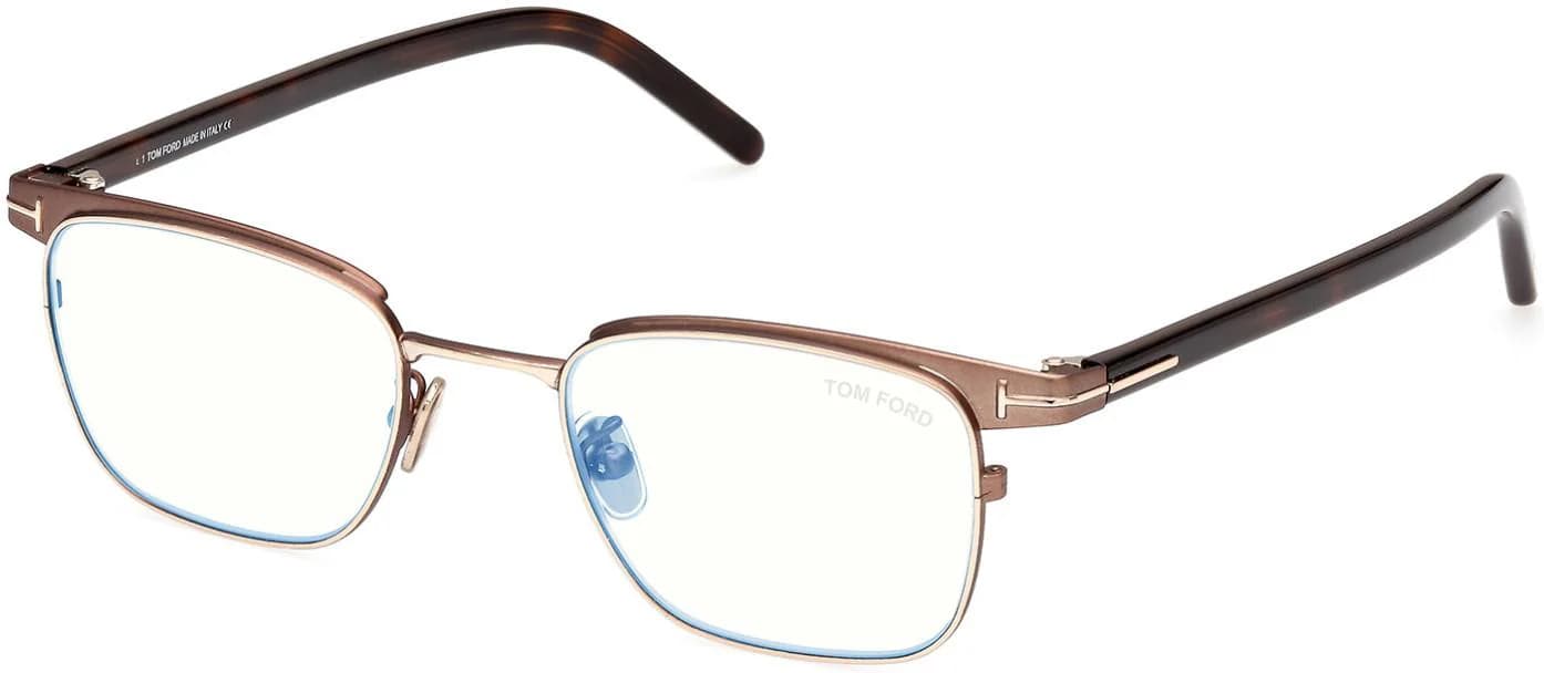 Tom Ford FT5854D-B 048 Eyeglasses Shiny Dark Brown 49mm Men