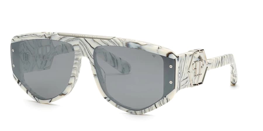 Philipp Plein SPP093M 9YLX Sunglasses Marble Ivory White 65mm Men