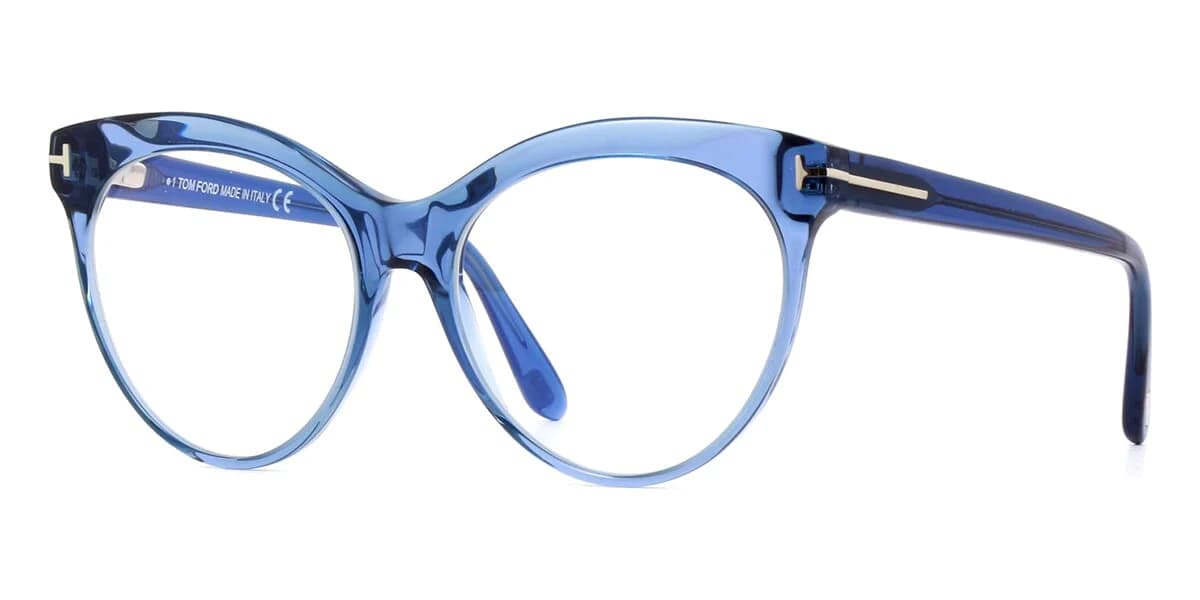 Tom Ford FT5827B 090 Eyeglasses Shiny Blue 55mm Women