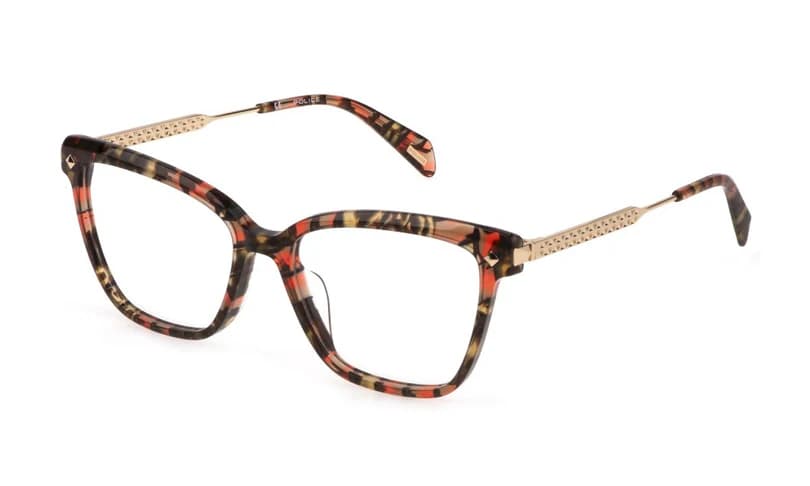 Police VPLG28 09YB Eyeglasses Shiny Orange Havana 53mm Women