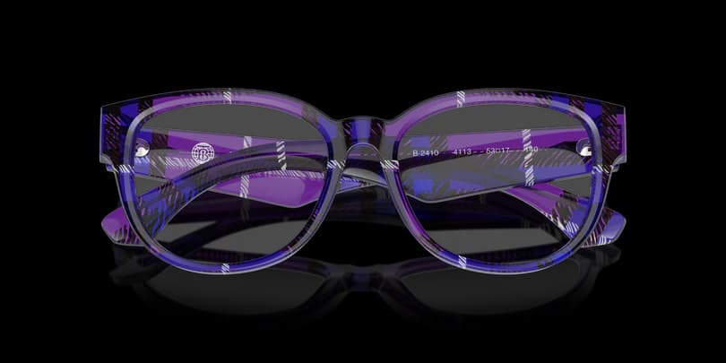 Burberry 0BE2410 4113 Eyeglasses Transparent Checkered Violet 53mm Women 5