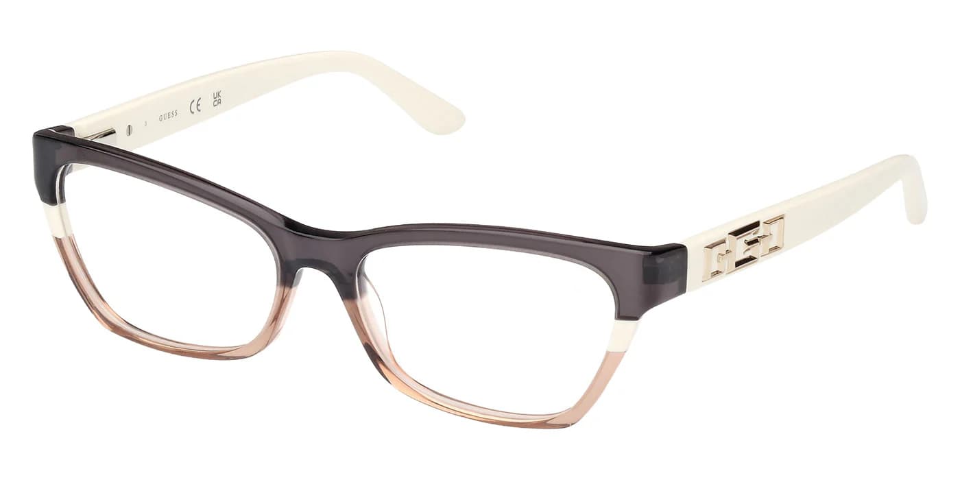 Guess GU2979 020 Eyeglasses Gray Striped Shiny Ivory 54mm Women