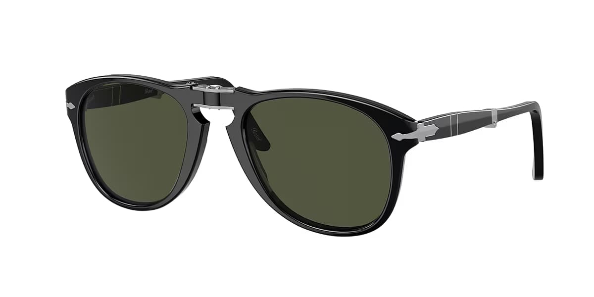 Persol PO0714 95/31 Sunglasses Crystal Black Gray Shaded 52mm Men