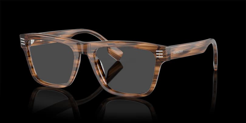 Burberry 0BE2387 4098 Eyeglasses Transparent Green Horn 55mm Men