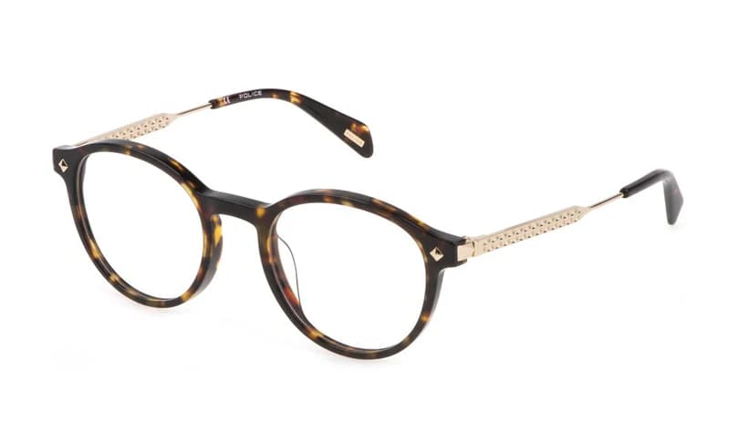 Police VPLG27 0909 Eyeglasses Shiny Havana 49mm Women