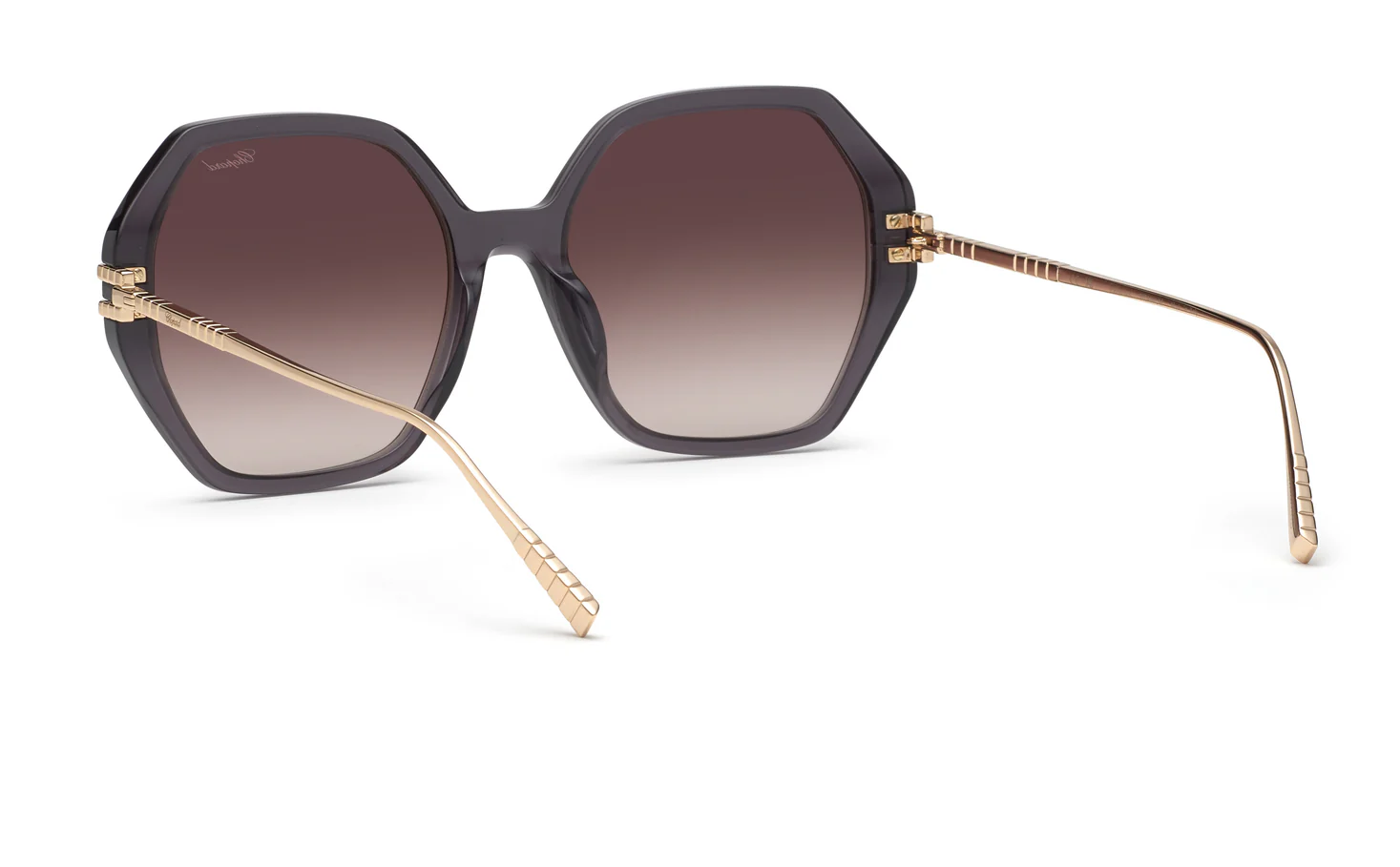 Chopard SCH370M 0705 Sunglasses Shiny Transparent Dark Grey 57mm Women 4