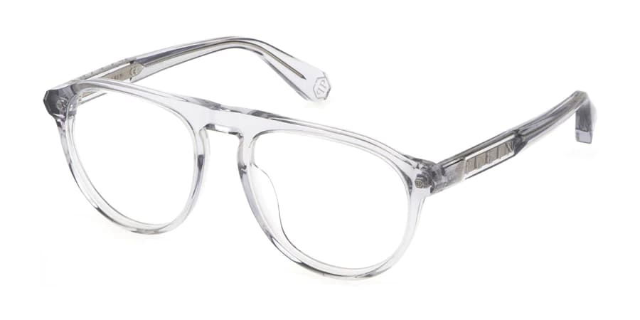 Philipp Plein VPP016M 06A7 Eyeglasses Shiny Transparent Grey 54mm Men