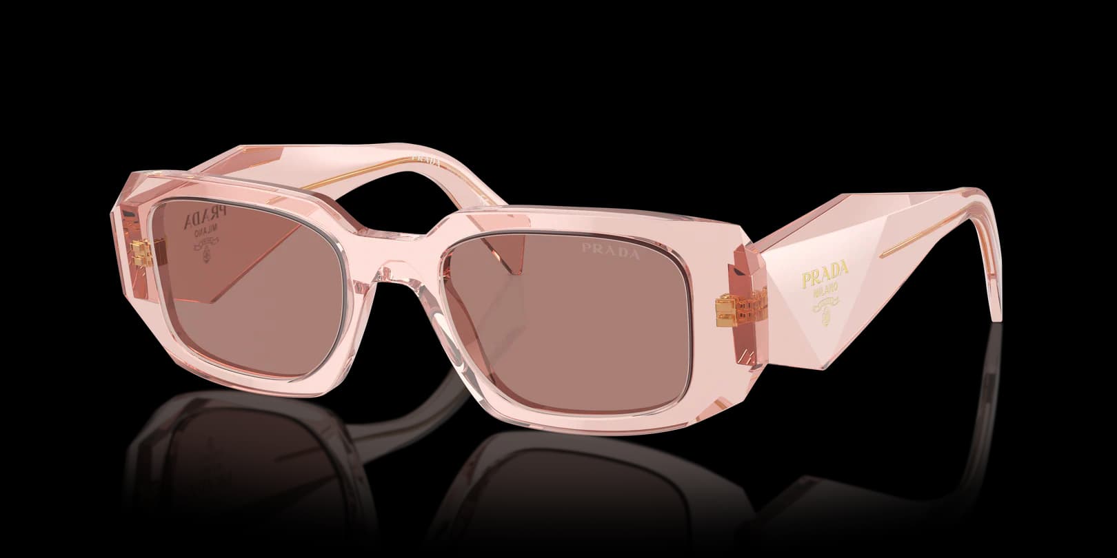 Prada 0PR 17WS 19Q10D Sunglasses Transparent Peach 49mm Women