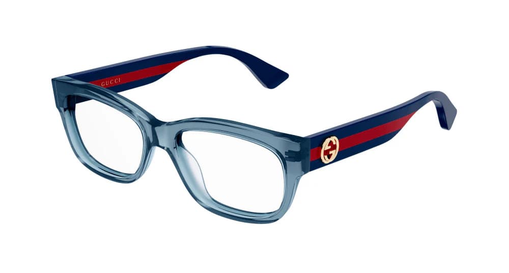 Gucci GG0278O 017 Eyeglasses Transparent Blue 55mm Women