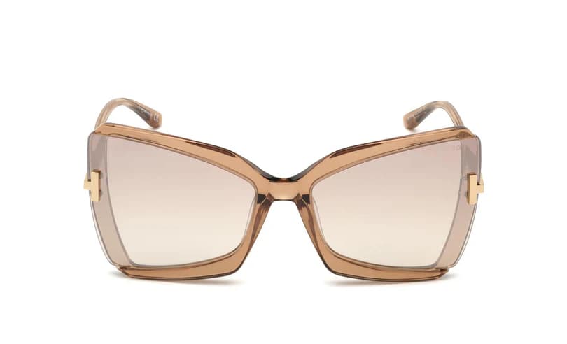 Tom Ford FT0766 GIA 57G Sunglasses Shiny Beige Havana 63mm Women 2