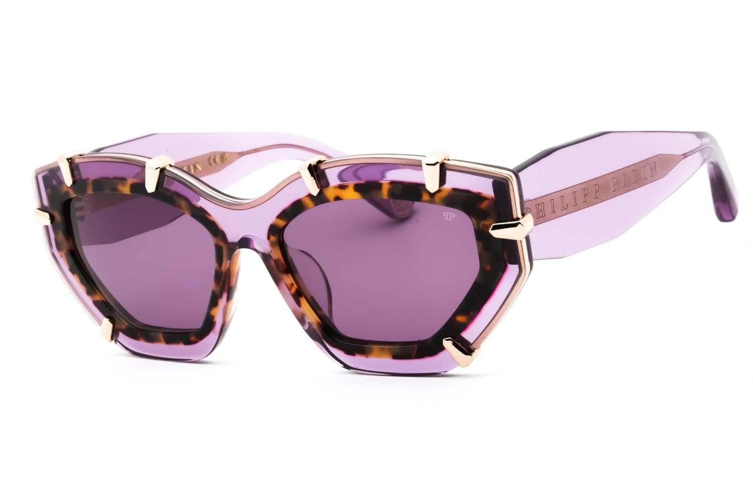 Philipp Plein SPP099V 06PF Sunglasses Shiny Transparent Violet 65mm Women